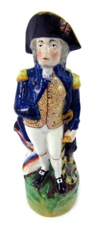 A Staffordshire pottery jug, modelled as Nelson, 29.5cm high.