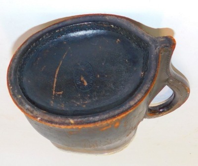 An early 20thC leather jug, with silver rim, stamped to underside Ross Winchester, Sheffield 1906, 19cm high. - 4