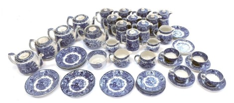 A quantity of G Jones & Sons Abbey pattern blue and white pottery, to include teacups and saucers, milk jugs, teapots, hot water jugs, etc.