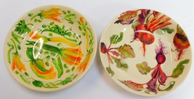 Two Emma Bridgewater pottery bowls from the Vegetable Garden series, comprising beetroot and courgette, 28cm diameter. - 2