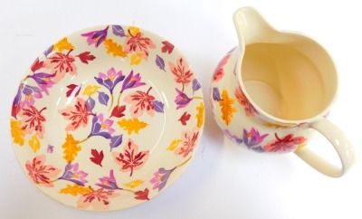 Two pieces of Emma Bridgewater pottery in the Autumn Crocus pattern, comprising six pint jug and bowl, the bowl 33cm diameter. - 2