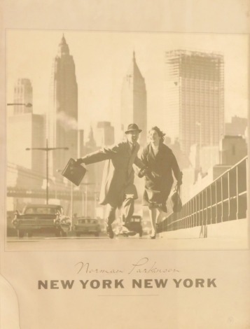 New York New York. A music poster print for Norman Parkinson, 57cm x 49.5cm, in silver frame. (AF)