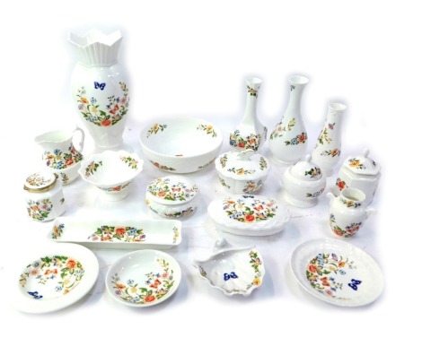 A group of Aynsley Cottage Garden pattern porcelain, to include trinket dishes, milk jug, various vases, shell shaped dish, etc. (a quantity)