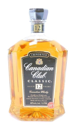 A Canadian Club Classic Canadian Whisky, aged to twelve years, 1 litre.