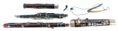 A Renard wooden cased Basson, with plated mounts and fittings, four section, no. 18761.