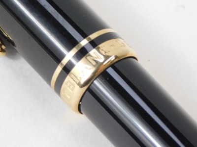 A Mont Blanc presentation biro, in black casing with gold rim, in fitted case. - 2