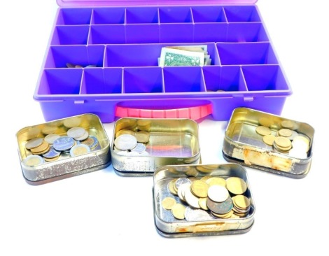 World coinage, to include Spanish, Italian, and German coinage, small group of bank notes, pesos, etc. (1 tray)