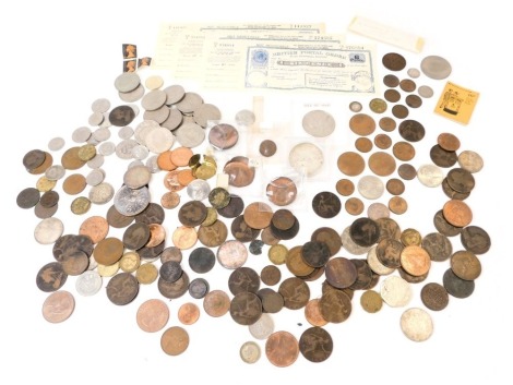 A group of coinage, to include pennies, halfpennies, half crowns, 50p pieces, Liberty crown, etc. (a quantity)