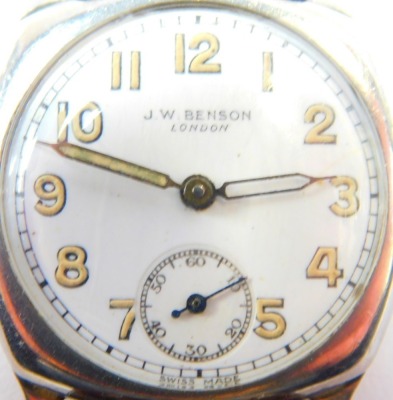 Three wristwatches, comprising a JW Benson of London silver cased 1950s gent's wristwatch, a Raymond Weil gent's stainless steel wristwatch, and a Montine gent's wristwatch. (3) - 3