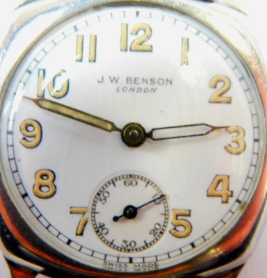 Three wristwatches, comprising a JW Benson of London silver cased 1950s gent's wristwatch, a Raymond Weil gent's stainless steel wristwatch, and a Montine gent's wristwatch. (3) - 4