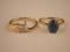 Two stone set 9ct rings.