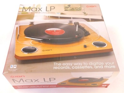 An ION Max LP conversion turntable, with stereo speakers, boxed. - 3