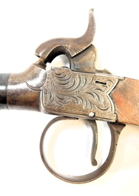 A 19thC percussion pistol, with boxlock, and walnut stock, 18cm long. - 2