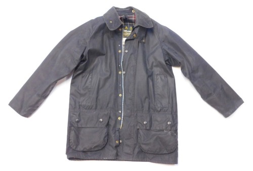 A Barbour Beaufort navy blue waxed jacket, A155, 97cm.