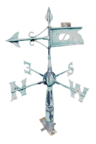 A 20thC oxidised copper weather vane, 143cm high.