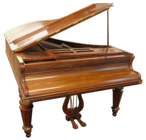 A John Broadway & Sons London rosewood cased baby grand piano, with ivory keys. (AF) Sold with ivory license for auction sale on the 13th March only.