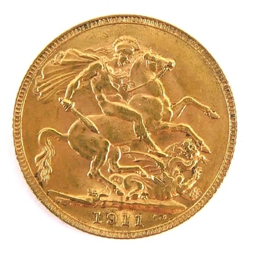 A George V gold full sovereign, dated 1911.