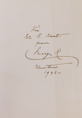 A limited edition copy of The Book of the Queen's Doll House signed by Queen Mary, published by Methuen 1924, number 1348/1500, bearing inscription to R Short from Mary R Christmas 1942, 2 vols, in card slipcover. - 4