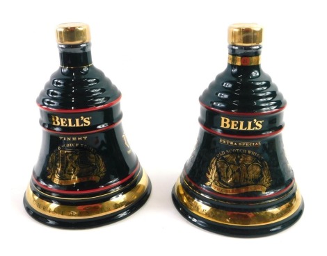 A bottle of Bell's extra special old Scotch whisky, for Christmas 1994, and Christmas 1993. (2)