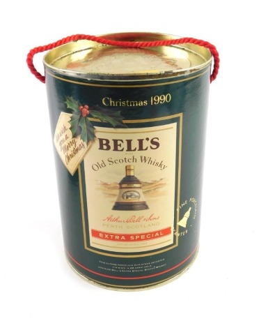 A bottle of Bell's extra special Scotch whisky for Christmas 1991, boxed.