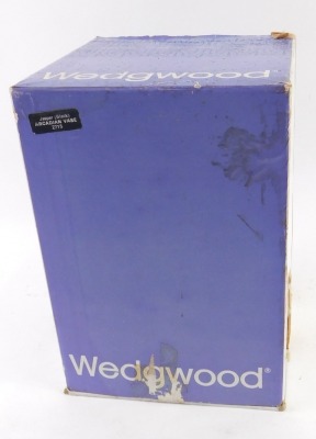 A Wedgwood black Jasperware Arcadian vase, boxed, 19cm high. - 3