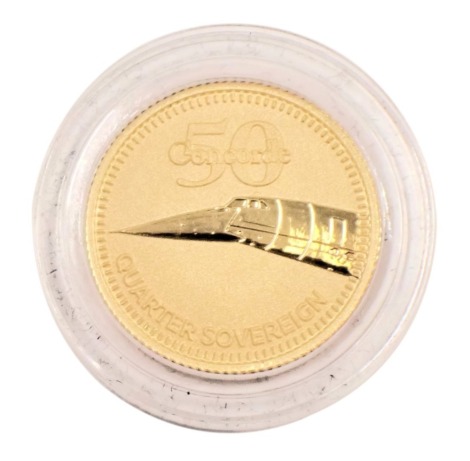 A Hatton's of London Queen Elizabeth II gold quarter sovereign, to commemorate the Fifty Years of Concorde dated 2019, in presentation case.