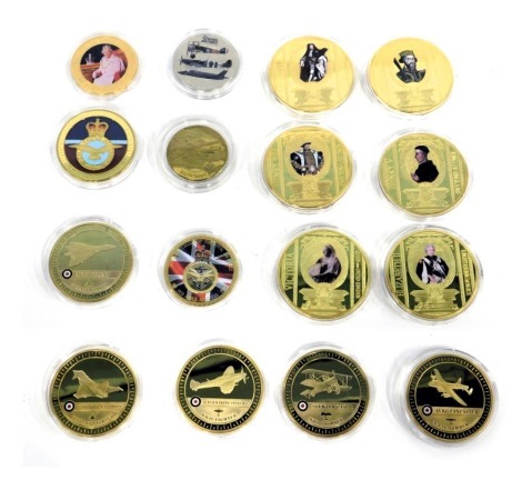 A group of collectors coins, comprising Greatest British Sovereigns, George I, William, Henry V, Victoria, Elizabeth II, and Henry VIII, and a set of six RAF collectors coins, to include Euro Fighter Typhoon, Super Marine Spitfire, Sopwith Camel, Avro Vul