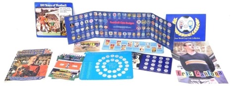 A quantity of football ephemera, to include an Esso 1990 World Cup medallion set, similar 1970 set, Lambert's of Norwich Football Colours cigarette cards, Bernard Briggs album of 1968, etc.