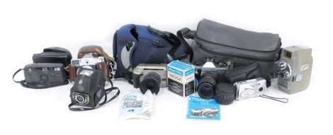 A quantity of camera equipment, to include Minolta Vectis S-1, Kodak Retina Reflex, Praktica MTL50, etc.