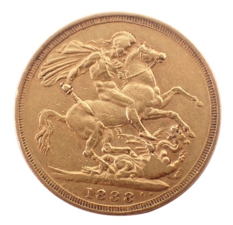 A Victorian full gold sovereign, dated 1888.