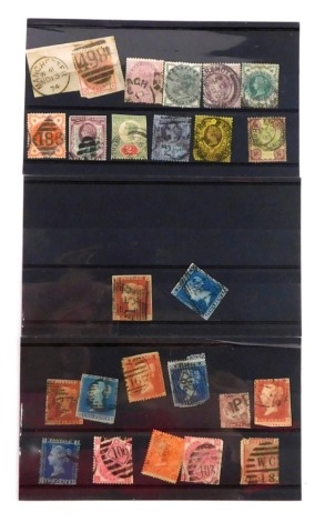 Philately. Three sheets of postally worn stamps, to include penny reds, blue twopences, Queen Victoria and QEII. (a quantity)