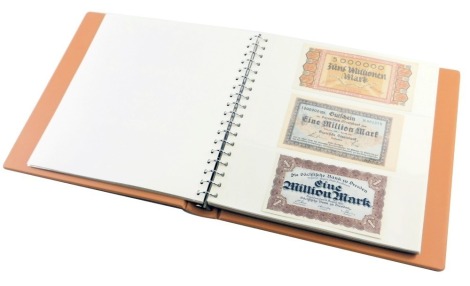 An album containing world banknotes, to include Deutschmarks, British Armed Forces pound notes, Funf marks, Bank of England one pound and five pound notes, ten shilling note, etc., in presentation album.