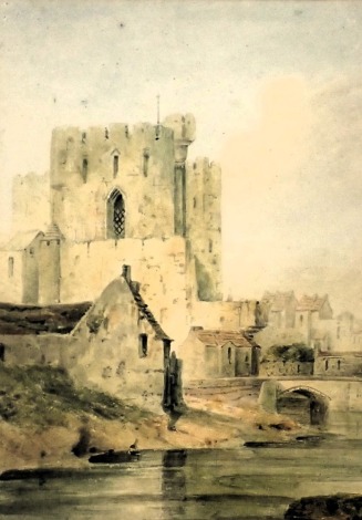 19thC British School. A castle as seen from the river, watercolour, 33cm x 24cm, from the collection of Cornish Tarbock, Crossrigg, 13.9.94, Sothebys.