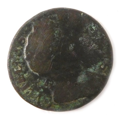 A James II half penny, dated 1687.