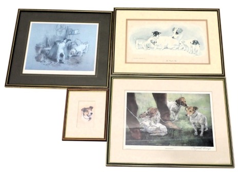 A group of prints, comprising after Nora Howarth, Terriers, limited edition number 15/500, 28cm x 34cm, after Carolyn Roberts, Josh, 12.5cm x 7cm, signed in pencil to margin, after H Bocking, Jack Russell and Pups, limited edition number 83/500, 23.5cm x 