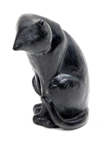 After Sever. Feline study, bronzed resin replica, 23cm high, in travelling case.