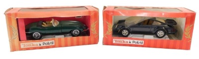 A Two Tonka Polistil diecast vehicles, comprising the Jaguar mark 2 and the BMW 328 sport, boxed. (2)