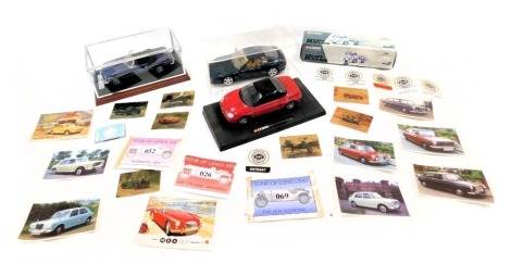 Diecast vehicles, comprising a Corgi Classics heavy haulage GC Munton Foden S21 truck, a Corgi MGF1.8IVVC Roadster, a MGB Roadster Mark II, and a Porche, in display case, boxed. (4)