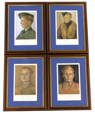 A set of Diamond Jubilee Royal Air Force Benevolent Fund limited edition prints, to include Squadron Leader Douglas Bayder DSODFC by Eric Kennington, signed in pencil to margin, with certificate, Sergeant James Lacey, Flight Lieutenant Roderick Leroyd, Fl