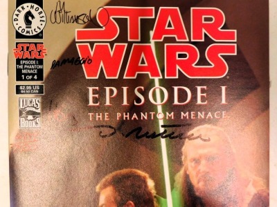 Star Wars signed magazines, to include episode 1 The Phantom Menace editions 1-4, limited edition number 6759/7500, bearing signatures with certificate of authenticity from Dynamic Forces number 6759, in ring binder. - 3