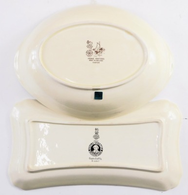 A collection of Royal Doulton plates and bowls, to include cabinet plates, Home Waters oval bowl, Home Waters pin tray, two large chargers, Captain Cuttle rectangular dish, Sairey Gamp rectangular dish, and others. (11) - 2