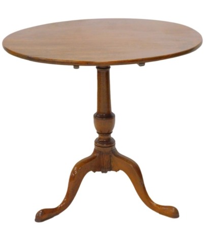 A 19thC mahogany occasional table, the circular top of plain design, with tripod base.