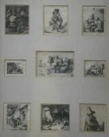 After Doucher. Nine black and white etchings in the manner Rembrandt