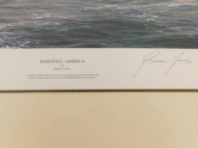 Robert Taylor. Farewell America, artist signed limited edition coloured print, 77/1000, 47cm x 87cm. Solomon & Whitehead Certificate of Authenticity verso. - 5