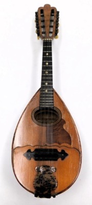 An early 20thC Neapolitan style split table mandolin, by Laurent Fantauzzi of Marseilles, bears label "Mandoline Gelas, J.R. Paris," number 9196, dated 1932. - 2