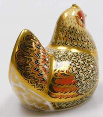 A Royal Crown Derby Imari farmyard hen paperweight, limited edition 716/5000, gold stopper. - 2