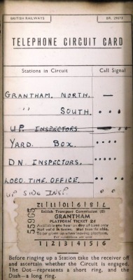 Railwayana. A Grantham signal box telephone, together with a telephone circuit card for Grantham North and South, platform ticket for Grantham, and other Grantham railway related ephemera. - 3