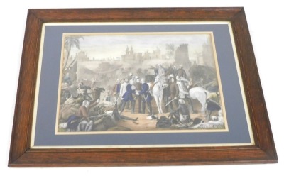 A 19thC lithograph, of an after battle scene, possibly General Gordon in India, 40.5cm x 56cm. - 2