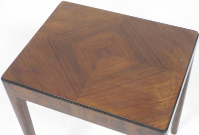 A mid century Herbert Gibbs rosewood side table, of rectangular form, raised on turned tapering legs, catalogue number 035, job number 106, bears label to underside, 61cm high, 50.5cm wide, 40cm deep. - 2