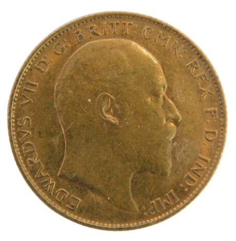 An Edward VII half gold sovereign 1908.